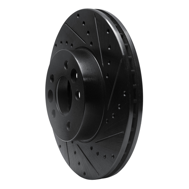 Ford Crown Victoria Brake Rotor (1) - Front Right - R1 Concepts - Drilled & Slotted - Black - `98-`02